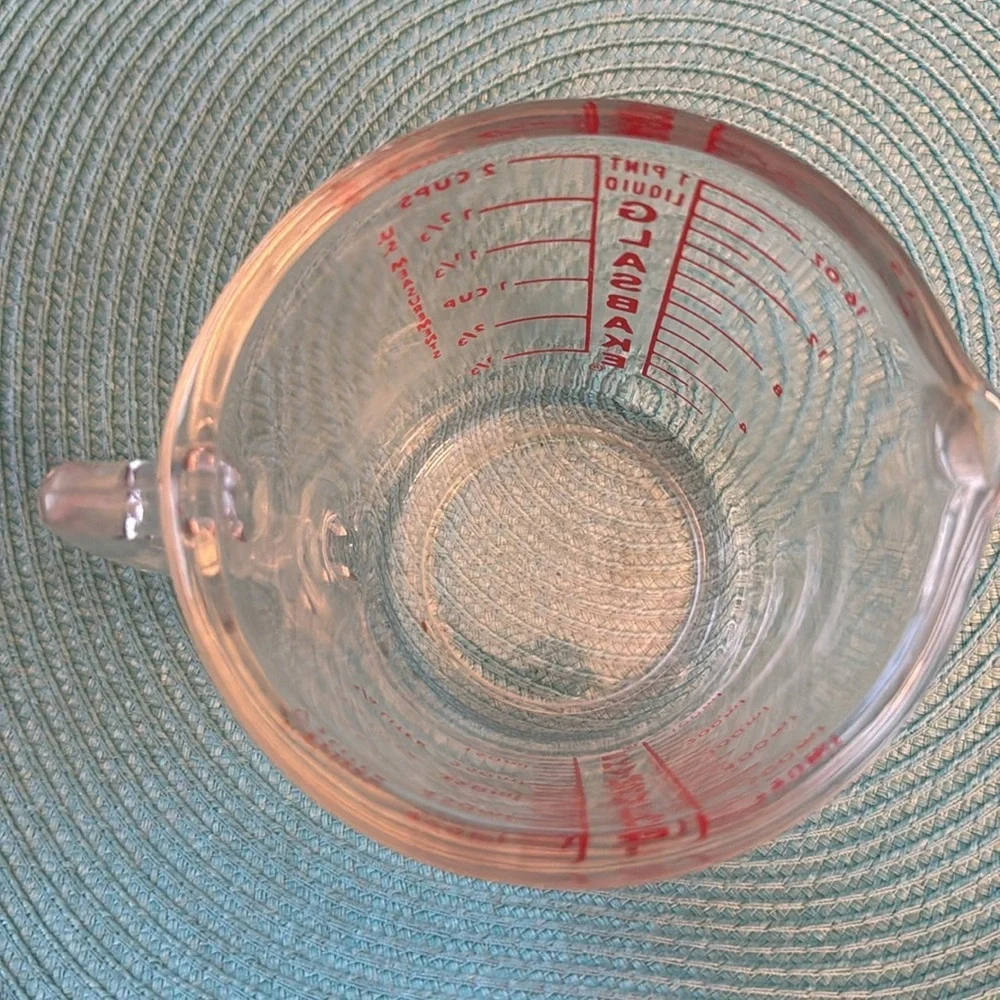 Vintage GLASBAKE Red Lettering 2 Cup 500ml Glass Measuring Cup